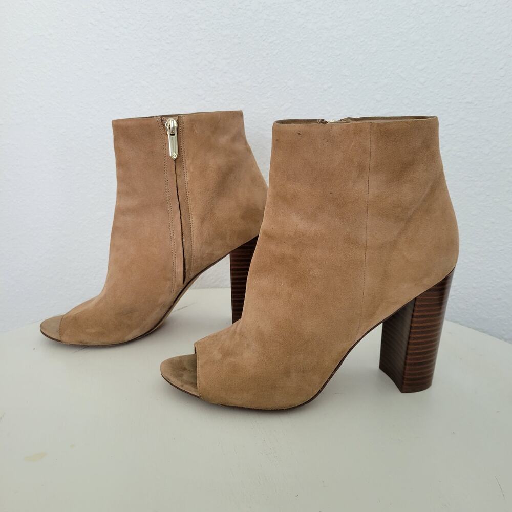 Sam Edelman Women's Oatmeal Beige Padded Yarin Open Toe Heel Boots Size 9